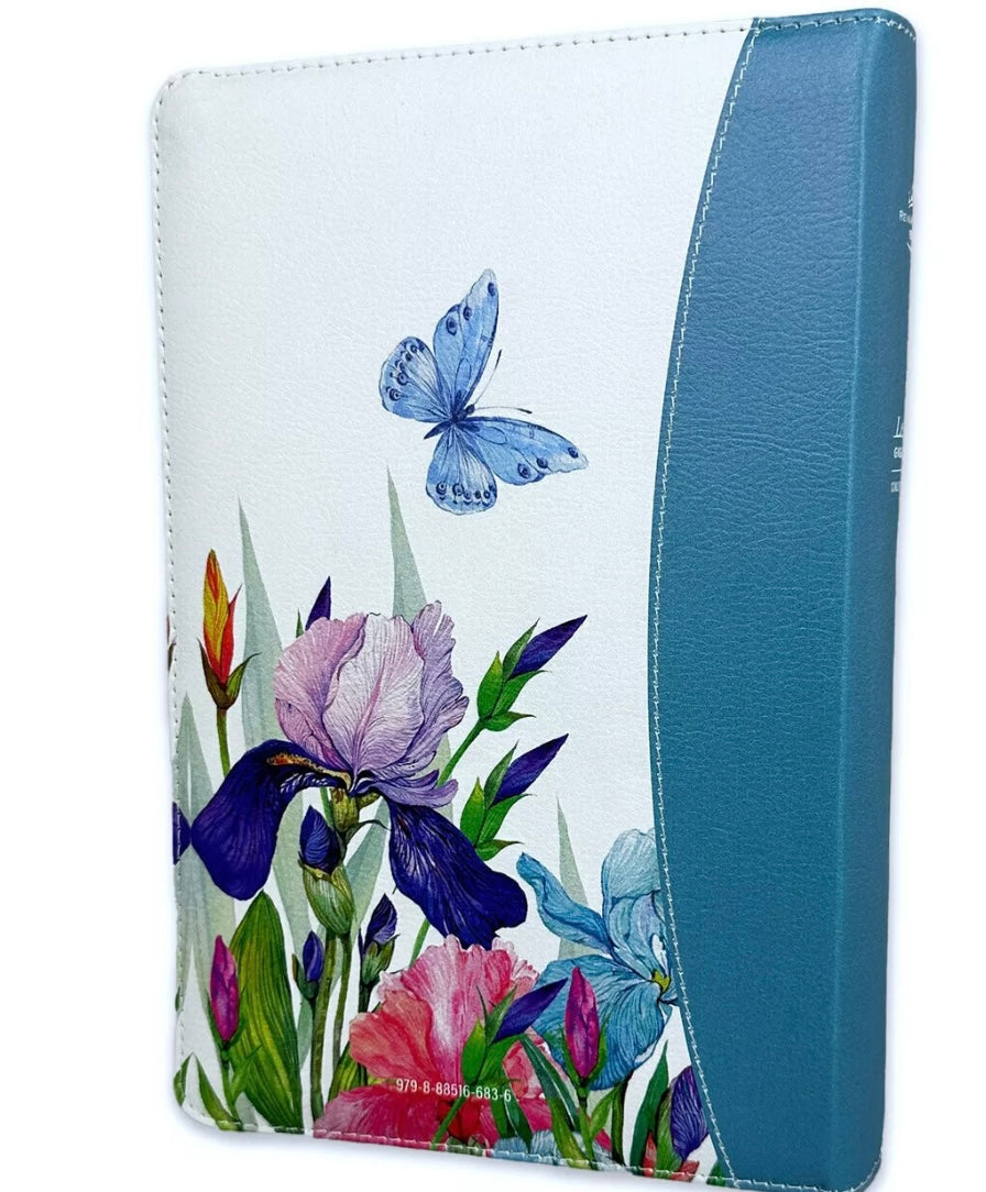 Biblia para Mujer Letra Gigante 14 puntos RV1960 Mariposas con indice y cierre