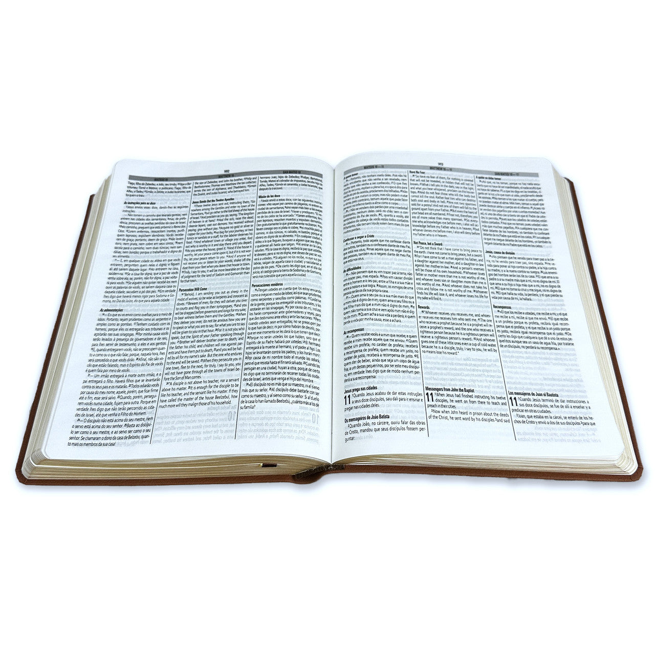 Biblia Trilingue Español/Ingles/Português RVC/ESV/NAA - imitación piel marrón