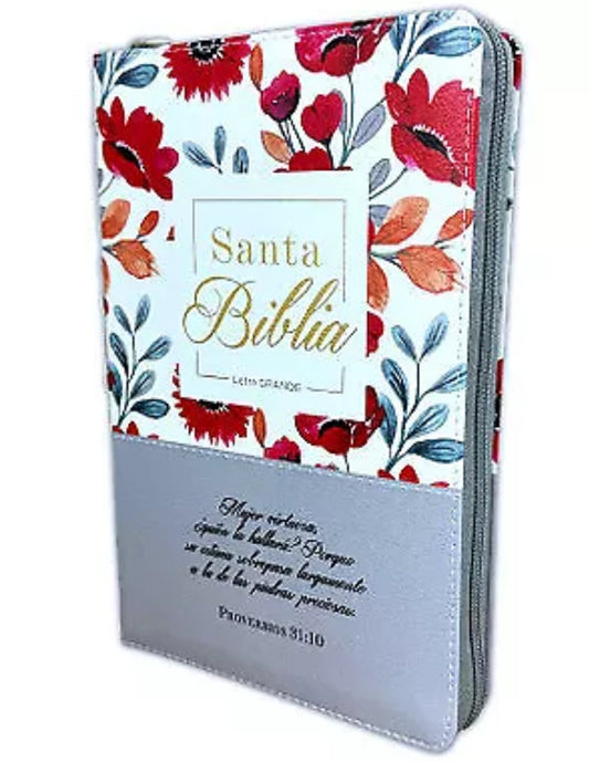 Biblia para Mujer Letra Grande RV60 Floral con Indice Mujer Virtuosa