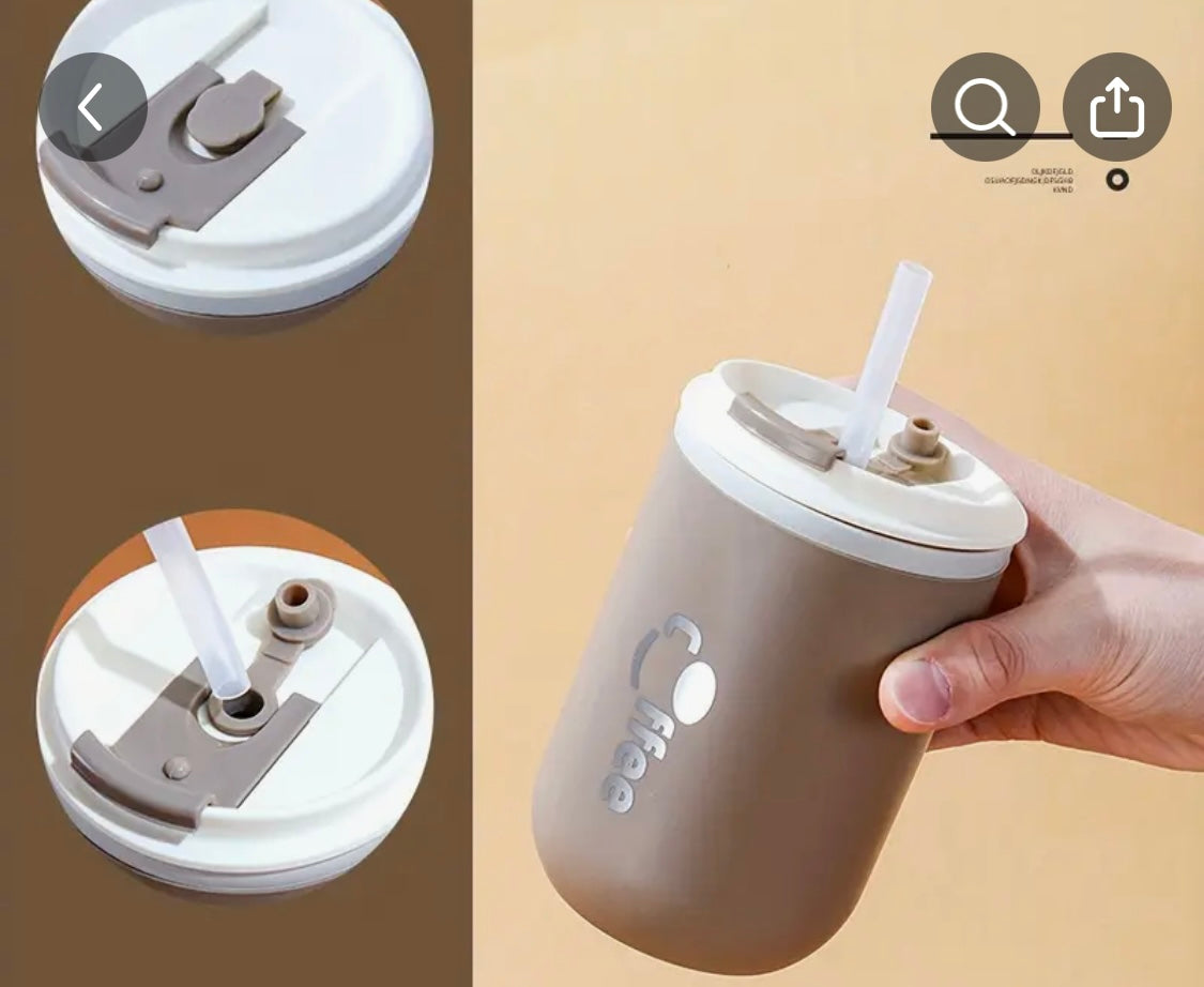 Coffee Mug With Straw And Lid