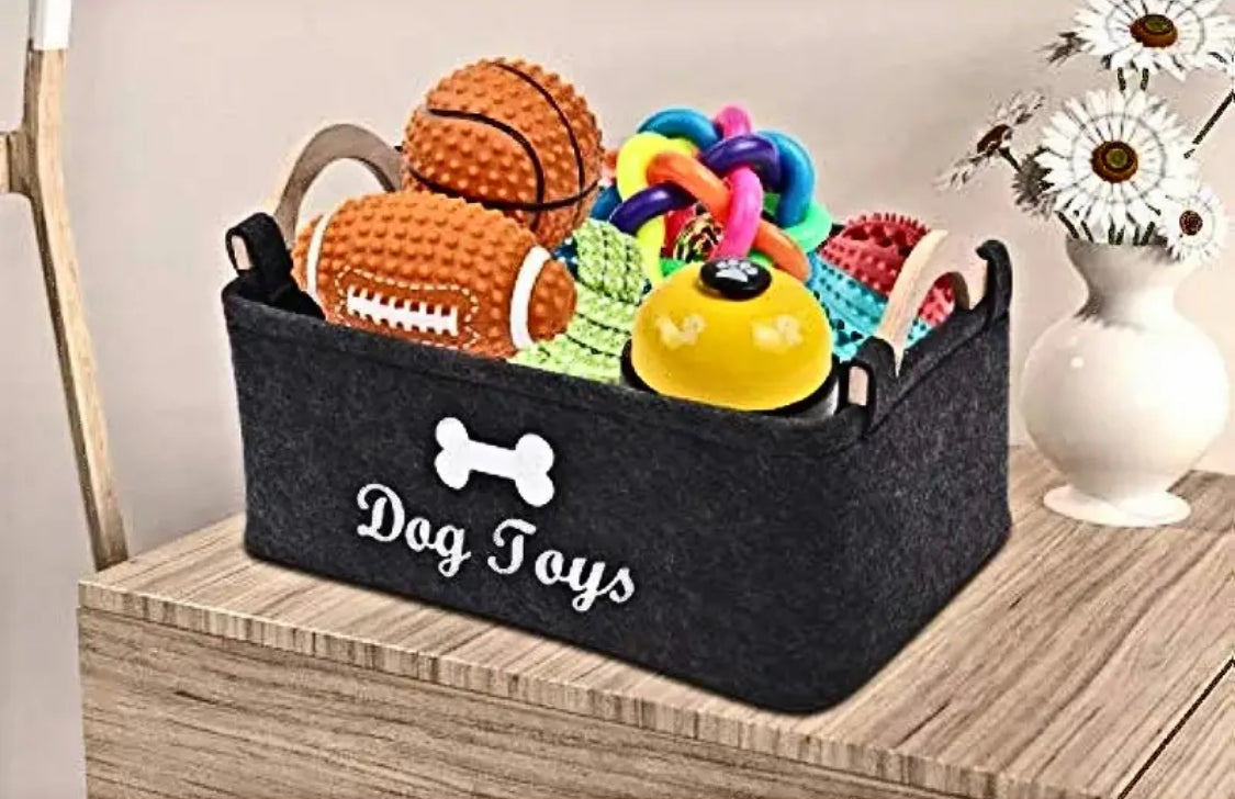 Pet Toy Box, Storage Basket Chest Organizer - Perfect For Organizing Pet Toys, Blankets, Leashes And Food.