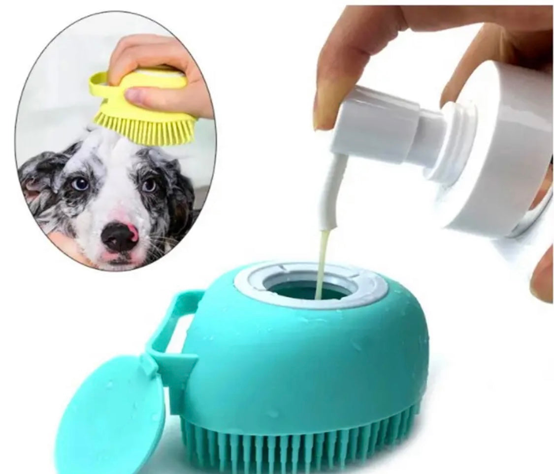 Silicone Pet Bath Brush For Dog & Cat, Bath Massage Comb With Shampoo Dispenser, Cat Bath Brush