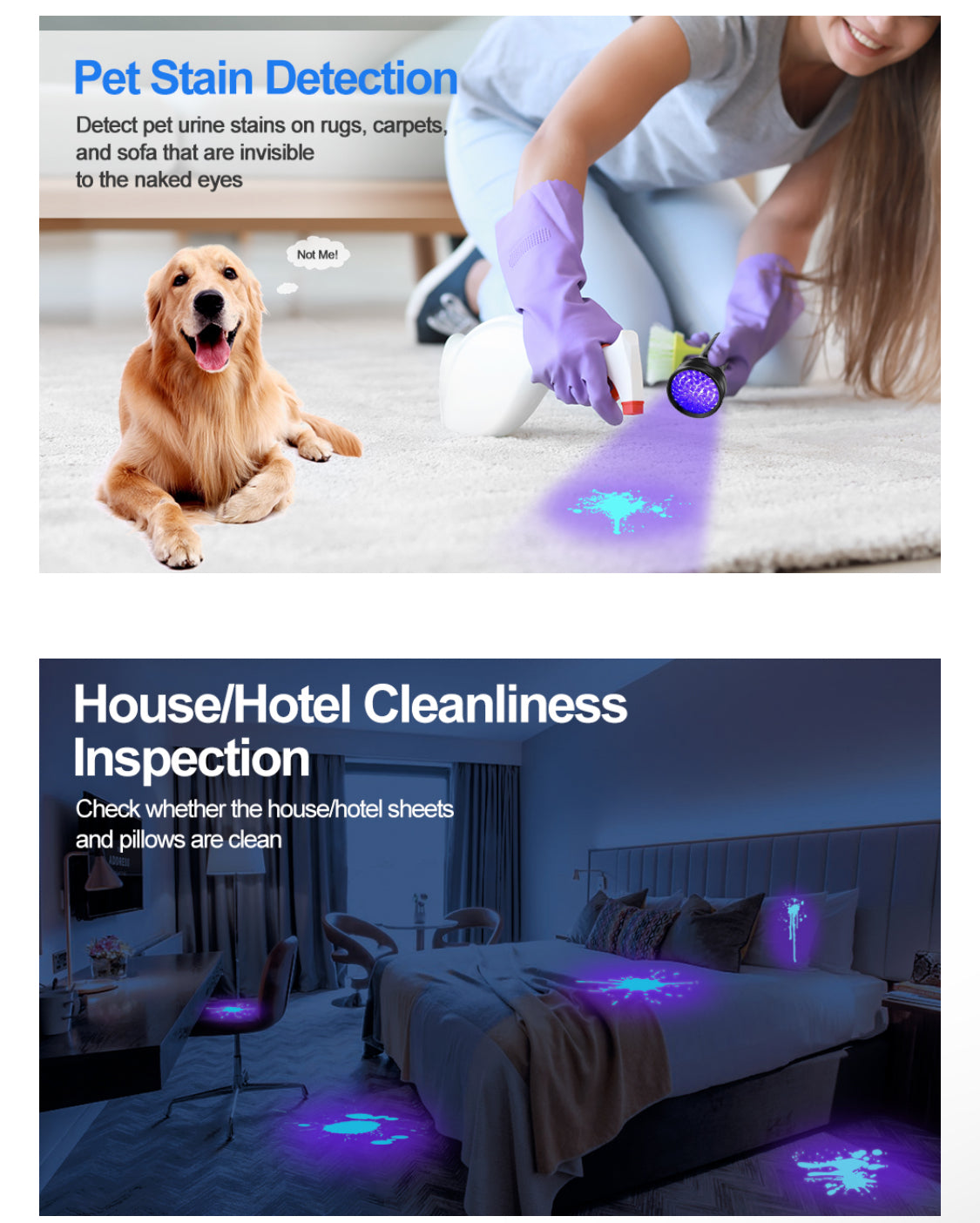 UV Flashlight LED Pet Urine Detector, Dry Stains and more!